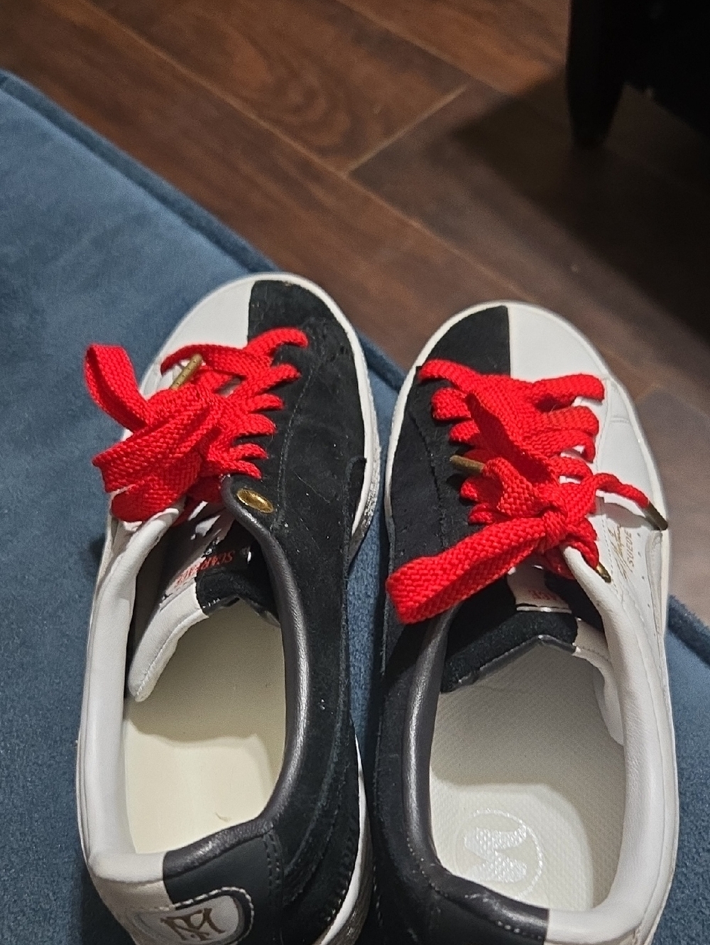 Puma Kids Black & White Sneakers with Red Laces